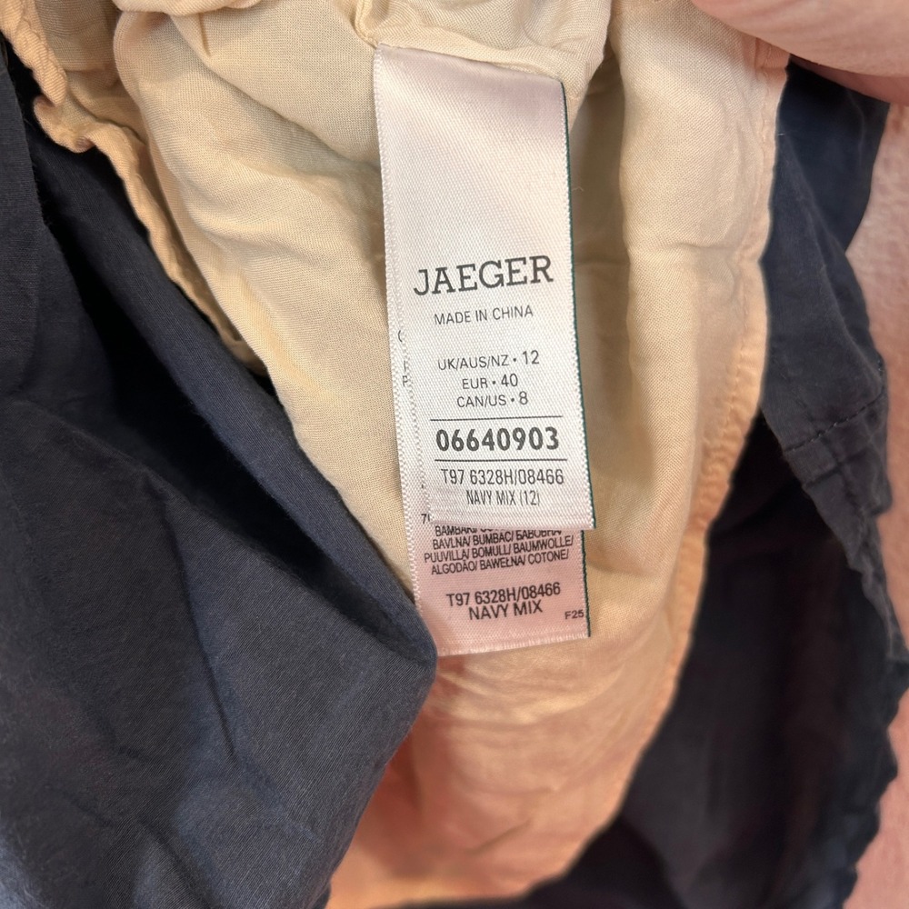 Jaeger Colorblock Silk Blend Dress Modern Navy Orange Cream Women's Size 8 - Picture 4 of 12